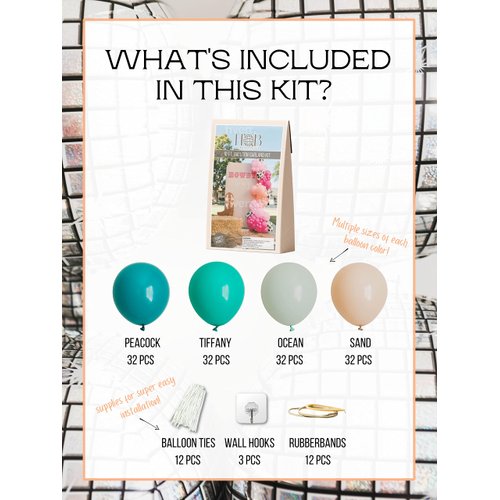 House of Balloons Aloha blue Balloon Garland Kit, 10 Feet, over 150 Balloons Included, Surf theme, Ocean, Mermaid, Shark theme, Party Supplies, DIY Balloon Arch, Balloon Kit, blue, blue ombre