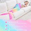 Mermaid Tail Blanket - Plush Mermaid Wearable Blanket for Girls Teens All Seasons Soft Flannel Snuggle Blanket little Mermaid Scale Sleeping Bag 55" x 24" (Rainbow)