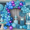 Purple Blue Teal Balloon,50 Pcs 12 Inches Metallic Blue Purple Teal Balloons Confetti Balloons for Kids Video Game Party Decoration Baby Shower Engagement Party Supplies
