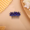 Chargances Bride Wedding Crystal Flower Hair Comb Blue Rhinestone Hair Side Comb Fashion Handmade Headpiece Hair Accessories for Bridal Wedding Prom Flower Girl (Royal Blue)