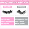 BTLLSSH 8Pair 3D5D 0.55INCH Fluffy Natural Look Faux Mink Lashes Thick False Eyelashes Volume Cat Eye Lashes Extension with Dark Pink Box