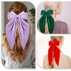6PCS Silky Satin Hair Bows Long Tail Oversized Hair Ribbons Big Bow Barrettes Metal Bowknot Clips Ponytail Holder Aesthetic Accessories for Women Girls Toddlers Teens Kids