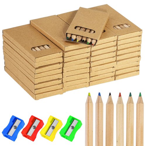36 Pack Mini Drawing Colored Pencils 3.5 In Kids Portable Colored Pencils Bulk Pre-sharpened Colored Pencils with Sharpener for Child Paint Class School Party Favors,6 Different Color Pencils Per Pack