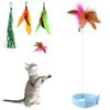 Otunrues Cat Feather Collar Toys, Interactive Cat Toys for Indoor Cats Teasing Wand Collar Funny Cat Toy with Bell and Replaceable 3 Feathers Refills Multiple Ways for Cats to Play(Blue)