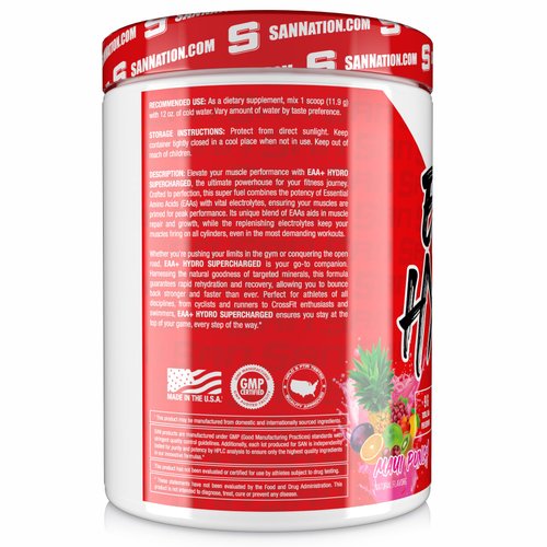 SAN EAA Hydration | EAAs + BCAA| Muscle Recovery & Intra | 9G Essential Amino Acids + Electrolytes | Maui Punch 30 Serving