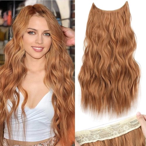 Halo Hair Extensions Invisible Wire Clip on 20 Inch (Auburn Brown)