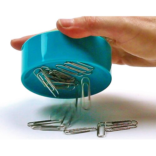 Clipwell Magnetic Paper Clip Holder - Easy Toss & Pick-Up - Holds Various Metal Parts - Powerful Sweep-Up Magnet - Ideal Locker Accessory & Home & Office Organizer - Turquoise