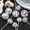 JOERSH 23pcs Disco Ball Cupcake Toppers Happy Birthday Cake Topper - 1970s Disco Ball Cake Picks Disco Theme Cake Decorations for Disco Theme Party 70s Disco Party Favor