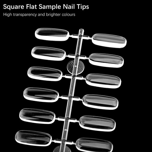 Vnjaoi 360PCS Flat Square Nail Tips for Nail Color Display Book, Nail Color Display Chart Nail Display Card for Colorful Nail Polish DIY Training Practicing Displaying (Transparent)