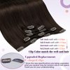 LaaVoo Hair Extensions Clip ins Human Hair Brown Clip in Extensions Real Human Hair Dark Brown Hair Extensions Real Human Hair Clip in for Short Hair Double Weft 12 Inch 5pcs 80g