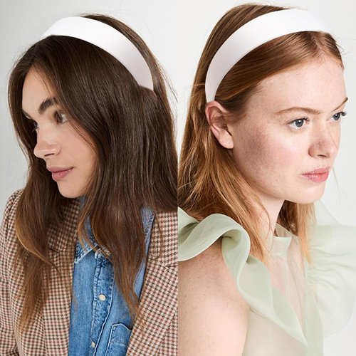 Bmobuo 1.3 Inch Wide Headbands for Women Girls, White Headband Women Fashion Head Bands for Women's Hair Costumes Hair Accessories Satin Women's Headband Diademas Para Mujer