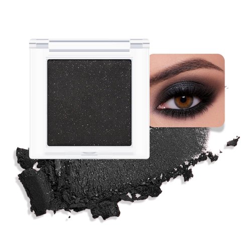 FeiCuiYun Monochrome Eyeshadow, Matte eyeshadow singles, Matte nude eyeshadow, Neutral Matte Pressed Powder Single Vegan Eyeshadow; Talc, Paraben & Cruelty Free, (Black)