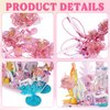 Crystals Flowers Botanical Collection for Adults - 490 Pcs Building Sets, Pink Transparent Crystal Flowers Toys, Plants Botanical Flores Gift Table Art for Adults for Kids Adults