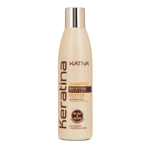 KATIVA Keratin Shampoo, 8.45 Fl Oz, Rebuild & Strengthen Damaged Hair, with Hydrolyzed Keratin & Ceramides for Soft, Shiny and Nourished Hair, Free from Sulfate, Gluten,Paraben,Salt