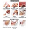 RikView French Tip Press on Nails Medium Acrylic Nails with Flowers Design Almond Fake Nails Nude Nails for Women