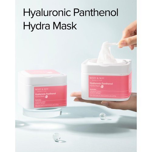Mary&May Hyaluronic Panthenol Hydra Mask - Daily Pull Out Sheet Mask for Intense Moisturizing and Soothing - Korean Skincare, Hypoallergenic, Cruelty-Free, 30 Sheets