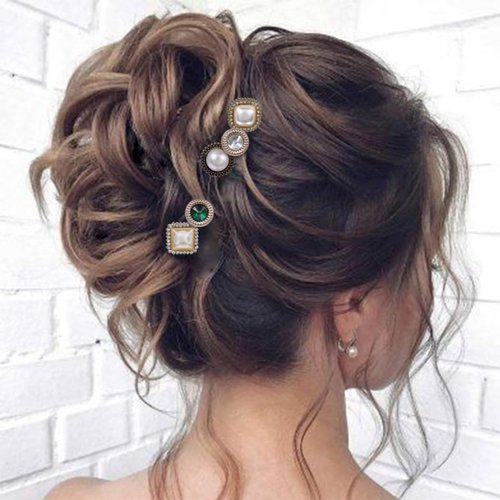 JAKAWIN Spiral Hair Pins Rhinestones Coils Hair Clips Pearl Crystal Twisters Wedding Bridal Hair Accessories for Women and Girls(6Pcs) (A)