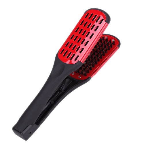 Wismee Boar Bristle Double Sided Anti-Static Straightening and Styling Hair Brush Comb (Red)