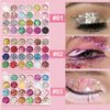 24 Colors Glitter Shimmer Eyeshadow Palette for Women, Vibrant Shades & Highly Pigmented, Shimmer Sparkle Eyeshadow Palette, Colorful Glue Gel Sombras De Ojos Professional Makeup for Eyes, Lips & Face