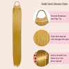 VAVANGA 28inch Long Ponytail Extension with Hair Tie, Multi Dark Blonde Yaki Straight Ponytail Thick Braiding Hair Ponytail Natural Fake Pony Tails Hairpiece for Women (#15/18)