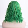 BERON Green Wig Short Wave Bob Wig Green Short Curly Wig Mix Green Wigs for Women Girls Wig Cap Include