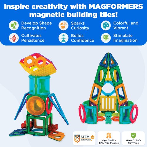 Magformers Dream Land 31-Piece Set | Magnetic Tiles Building Blocks, Educational Kit, STEM Toy Set | Magnetic Building Tiles for Kids to Develop Problem-Solving Abilities and Shape Recognition
