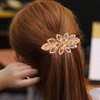 Sankuwen Floral Rhinestone Hairpin Luxury Crystal Flower Hair Barrette Clip (Champagne)