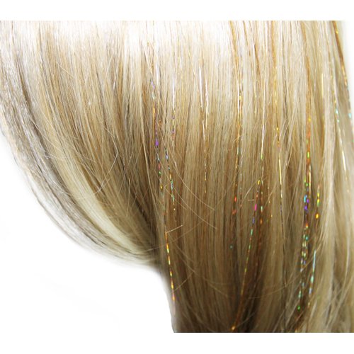 40” Hair Tinsel 300 Strands Three Amazing Colors : Sparkling Silver, Sparkling Gold, Shiny Green