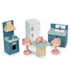 Mentari Toys - Kitchen - Wooden Dollhouse Furniture Set for Dollhouse Kitchen - Furniture Incl Cooker Oven, Fridge, Sink, Table and Other Accessories - Age 3+