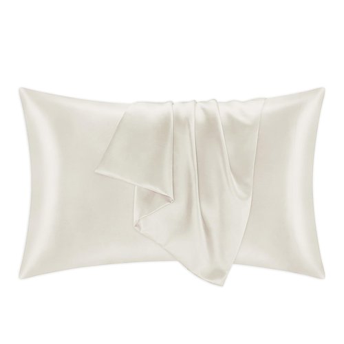 Mulberry Silk Pillowcases for Women - Premium 100% Silk Pillowcases for All Hair Types - Made in USA Silk Pillow Covers - Silk Pillowcases for Frizz Prevention (Standard, Ivory)