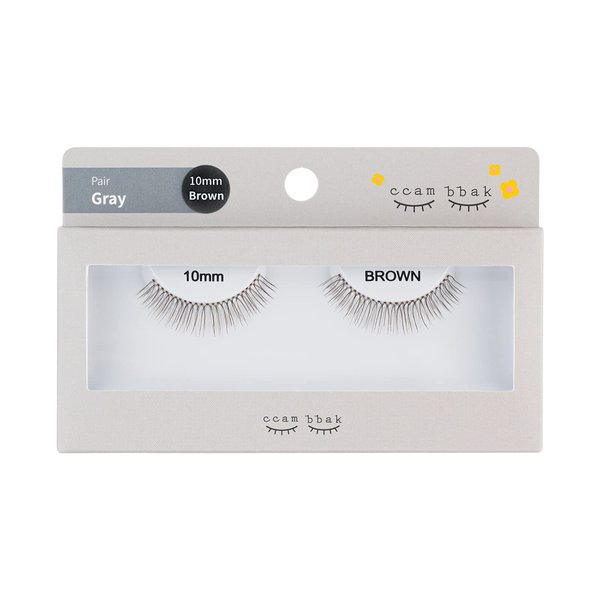 CCAMBBAK Original Pair Looks So Natural False Eyelashes Handmade Lightweight Individual Lashes Extension Lengthening Wisps K-Beauty Authentic Fake Eyelashes (10mm Pair(Brown))