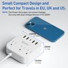 European Plug Adapter, Unidapt US to UK Europe Power Strip for EU/UK/US with USB C and 4 USB Ports, 3 AC Outlets, Wall Mountable, 5ft Extension Cord, for Travel Cruise Ship Home