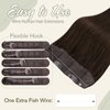 Easyouth Invisible Wire Hair Extensions Human Hair Fish Line Hair Extensions Real Human Hair Darkest Brown #2 Wire Hair Extensions Real Human Hair with Transparent Headband 12 inch 70g