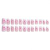 French Tip Press on Nails Medium Acrylic Nails with Flowers Design Square Fake Nails Pink Flower Nails Kit Glossy Artificial Nails Full Cover False Nail Stick on Nails for Women Nail Art Decoration
