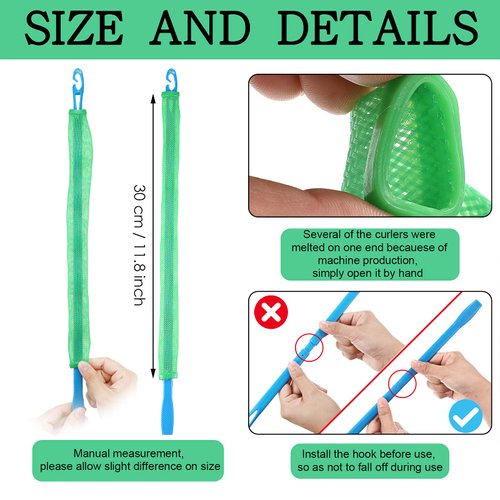 42 Pieces Spiral Curlers Wave Curls Kit, No Heat Hair Curlers Styling, 40 Pieces Hair Curler Rollers Curling Rods 2 Pieces Styling Hooks for Hair Supplies (11.8 Inch)