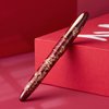 HONG DIAN Hongdian N23 Red Rabbit Fountain Pen, Iridium Extra Fine Nib Gold Trim, New Year Lucky Rabbit Carving Design, Smooth Writing Pen with Converter and Metal Pen Box Set,
