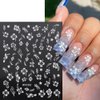 3D Hibiscus Flower Nail Stickers Flowers Nail Decals Summer Nail Art Decoration Pink White Flowers Stickers for Acrylic Nails Tropical Leaves Stickers for Women Nail Art Supplies