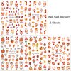 Fall Nail Art Stickers Autumn Leaf Nail Decals 5PCS Self-Adhesive 3D Fall Stickers for Nails Fox Maple Leaf Pumpkins Nail Art Design Supplies Cute Nail Sticker Nail Art for Women Nail Art Decorations