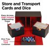 Durable Double Deck Box with Dice Tray - MTG Deck Box Commander Friendly - Protects 200+ Double Sleeved Cards - Designed for MTG Commander Deck Box with Sideloading Card Trays (Red Interior)