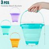Shindel 3PCS Foldable Buckets, Colorful Foldable Beach Bucket Collapsible Sand Bucket Water Bucket for Beach Fun Summer Vacation, Sand Toys for Toddlers, Travel Beach Toys