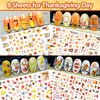 TailaiMei 16 Sheets Holiday Nail Stickers, Halloween & Thanksgiving Day Fall 3D Self-Adhesive Seasonal Nail Art Decals for Autumn DIY Nail Decorations