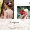 Fangsen Silver Wedding Multiple Roses Flower Hair Comb, Handmade Silk Floral Bridal Hair Clip for Women and Girls, Red