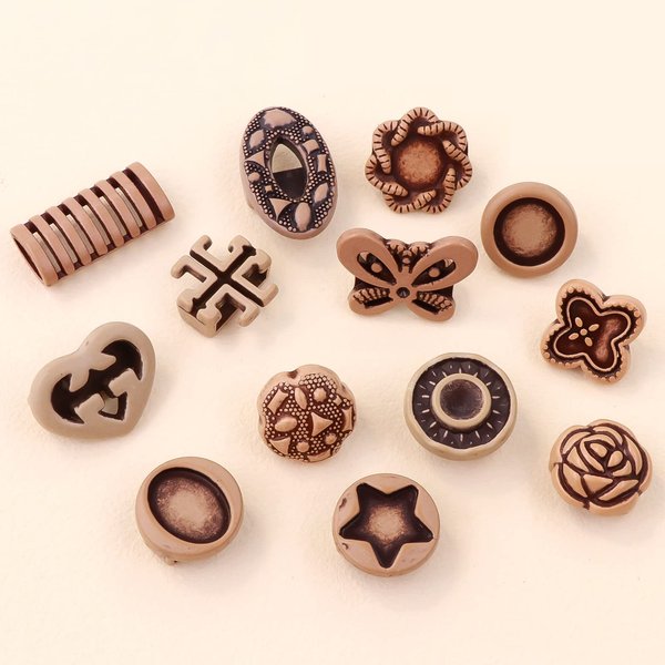 NAISKA 26PCS Hair Accessories Beads Wooden Dreadlocks Accessories Retro Butterfly Heart Charm Hair Braid Clips Beads Cuffs Loc Hair Jewelry for Women Braids DIY Bracelet Pendant Necklace Accessories