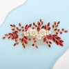 Rumtock White Flower Red Rhinestones Hair Comb for Wedding Brides Women Hair Piece Jewelry Handmade Boho Hair Accessories (Red)