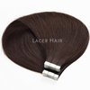 Lacer Hair 18 Inch Human Hair Extensions Tape in Hair Natural Black Balayage PU Skin Weft 100% Real Virgin Human Hair Color #2 Darkest Brown Double Side 50g 20pcs/set