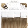 Lacer Tape in Hair Extensions Human Hair 14 Inch Natural Weft #8 Light Brown Fading to #12 Light Brown with #60 Platinum Blonde Double Sided Extensions Human Hair 50g 20pcs
