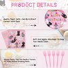 SiliFine 122 Pcs Cat Birthday Party Supplies Disposable Cat Themed Tableware Include 24 Dinner Plates 24 Dessert Plates 50 Paper Napkins 24 Forks Kitten Birthday Party Decoration for 24 Guests(Pink)