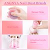 ANGNYA Nail Dust Brush, Round Nail Art Dust Powder Remover Brush with Acrylic Handle, Fluffy Dust Brush for Nails Soft Nail Duster Brush (Round)