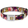 Dog Collar Seatbelt Buckle Rapunzel Poses Floral Collage Sketch Purple 9 to 15 Inches 1.0 Inch Wide