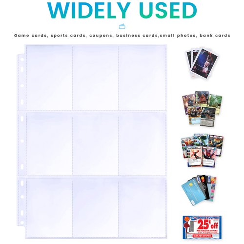 360 Pockets Binder Card Sleeves Double-Sided 9 Pocket Trading Card Pages for 3 Ring Binder, Clear Plastic Pages Sleeves for Sport Cards, Business Cards, Game Cards, Photos